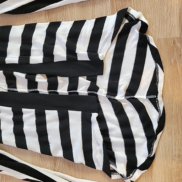 Allen B Allen Schwartz stripe flyaway open cardigan - Picture 2 of 11